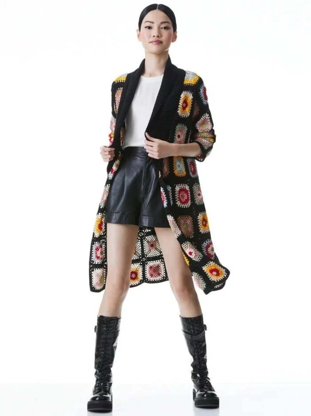 Alice + Olivia Jillian Crochet Maxi Robe Cardigan M/L